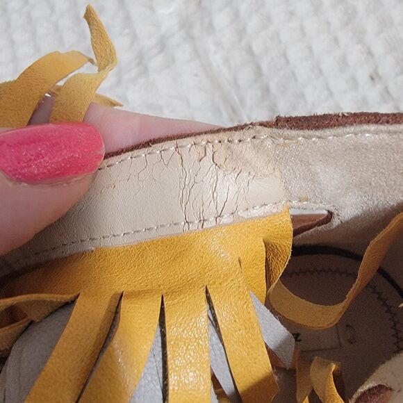 Zara Fringe Tassel Brown Multicolor Suede Stiletto Heel Sandals Size EU 38 7.5 - Picture 14 of 16